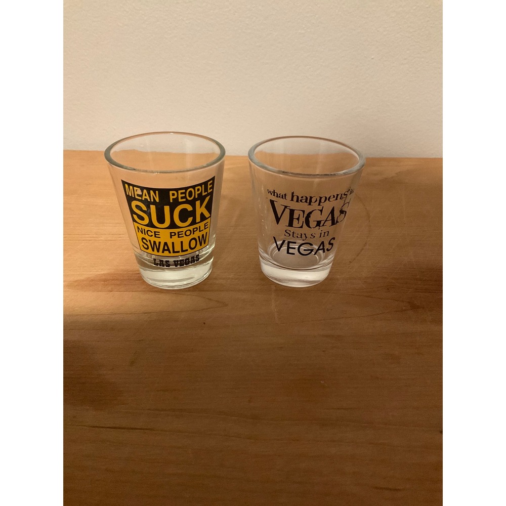 Las Vegas Souvenir Shot Glasses Set Mean People Suck What Happens In Vegas 2pc